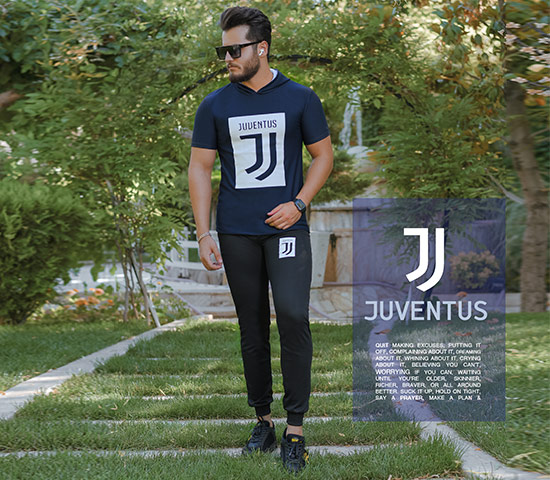 ست-تیشرت-کلاه-دار-و-شلوار-Juventus-مدل-Vargas-(سورمه-ای)