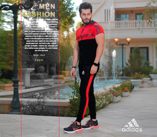 ست-تیشرت-و-شلوار-زیپ-دار-Adidas-مدل-Kaliz-(قرمز)