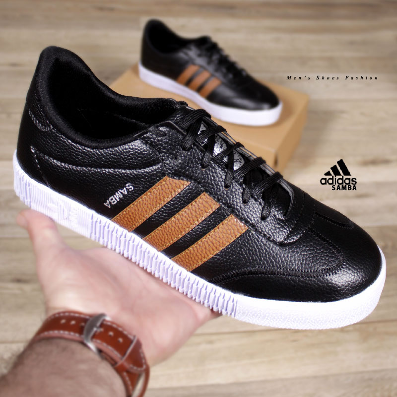 کفش-مردانه-adidas-مدل-SAMBA-(مشکی-عسلی)