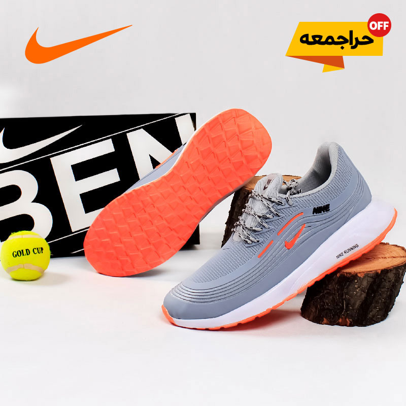 کفش-مردانه-NikeمدلRan(طوسی-نارنجی)