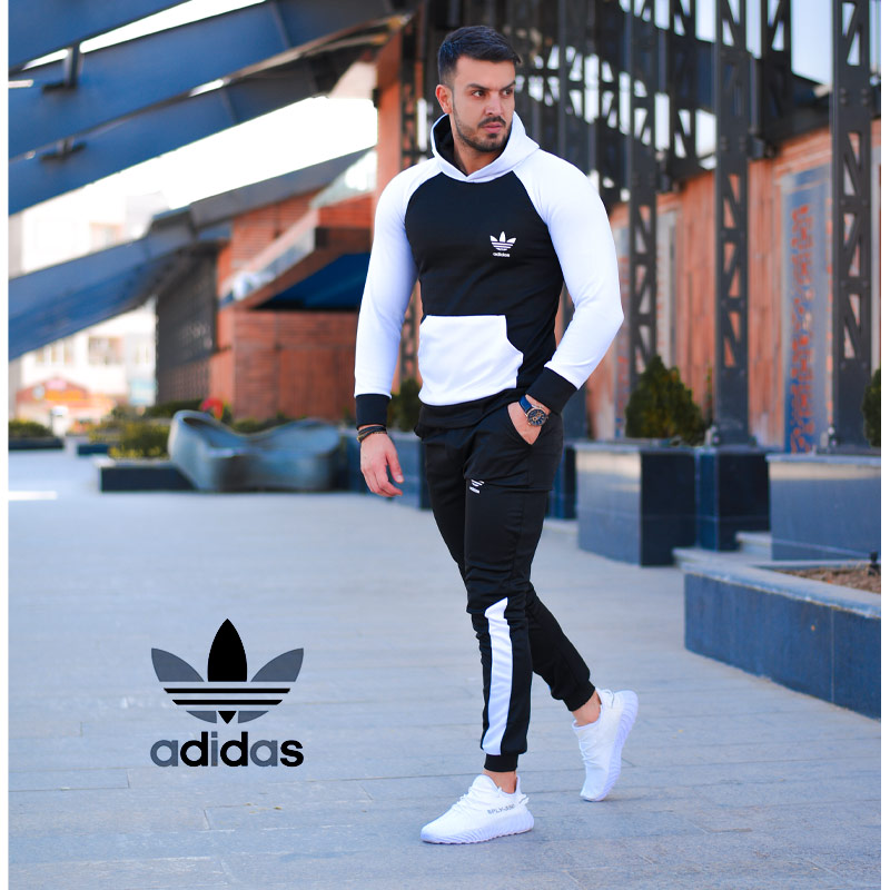 سویشرت-وشلوار-adidas-مدل-glass-(مشکی-سفید)