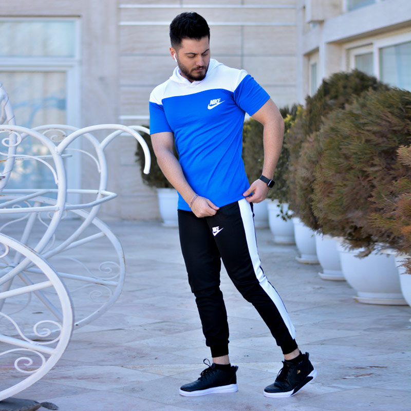 تیشرت-و-شلوار-کلاهدار-NIKE-مدل-Fidar-(آبی)