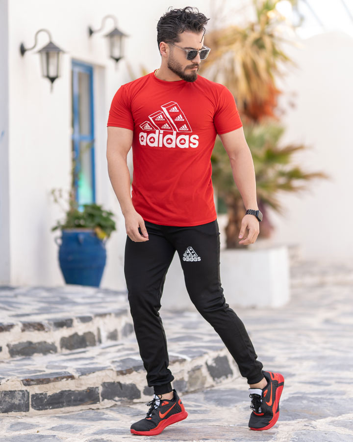 ست تیشرت وشلوار adidas مدل berkan (قرمز)